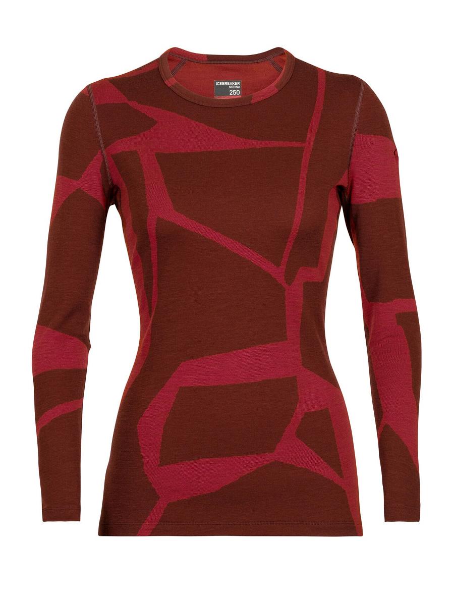 Icebreaker Merino 250 Vertex Long Sleeve Crewe Thermal Top Fractured Landscapes Női Base Layers Rózsaszín | HU 1873BEXC